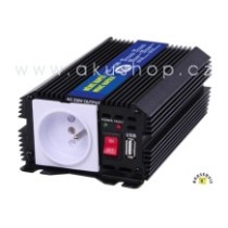 Měnič napětí z 24V DC na 230V AC 300W trvale+USB t